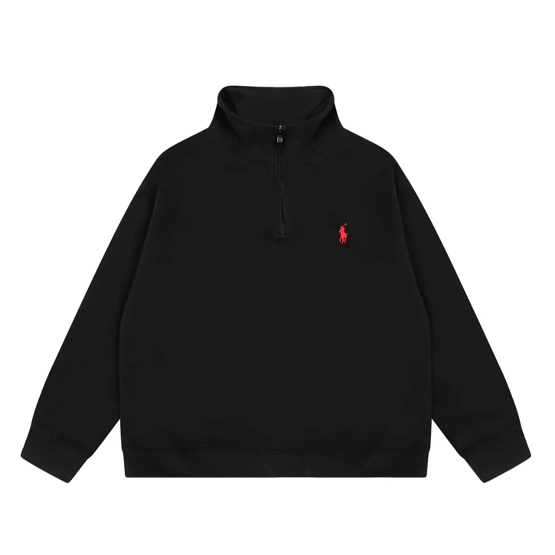P220 Top quality" Style number: T5100# [Ralph Lauren classic pony embroidered half-zip lapel POLO sweatshirt] ✅Ralph Lauren Ralph Lauren autumn and winter basic versatile polo lapel sweatshirt for men and women couples ✅Moderate thickness, comfortable and soft fabric, strong breathability, can be worn alone or under, ✅Old money style, lazy style, popular retro style simple style, ✅Classic basic version Can be worn between 90kg and 160kg. ✅Wear alone in autumn and winter. Simple and easy to wear under the hood. Recommended for couples. Size: S-L. Color: Black Gray Khaki